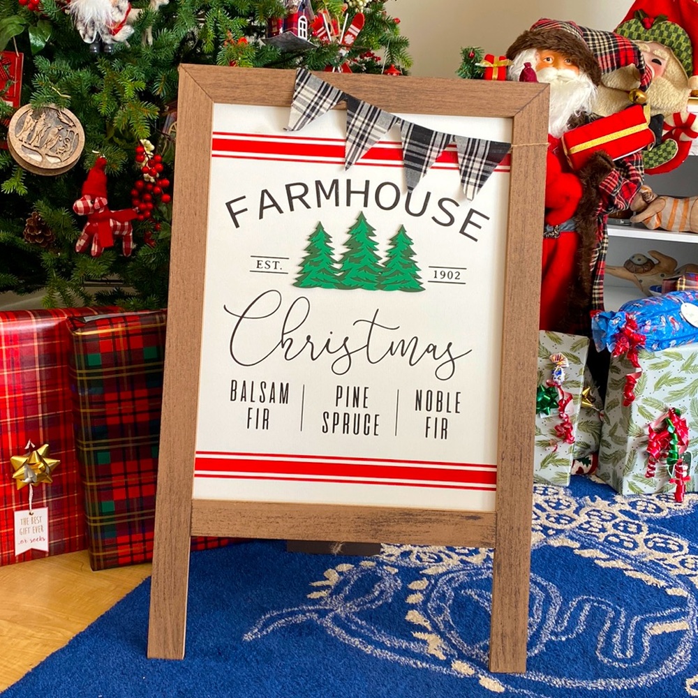 Farm House Sign Christmas Easel A frame wooden design
